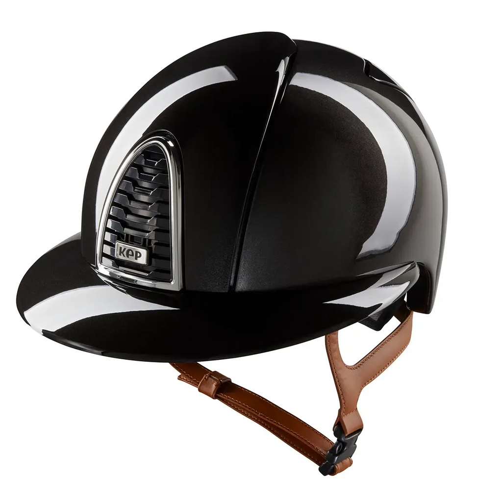 Cromo 2.0 Shine Black / Beige Chinstrap / Polo Visor - front