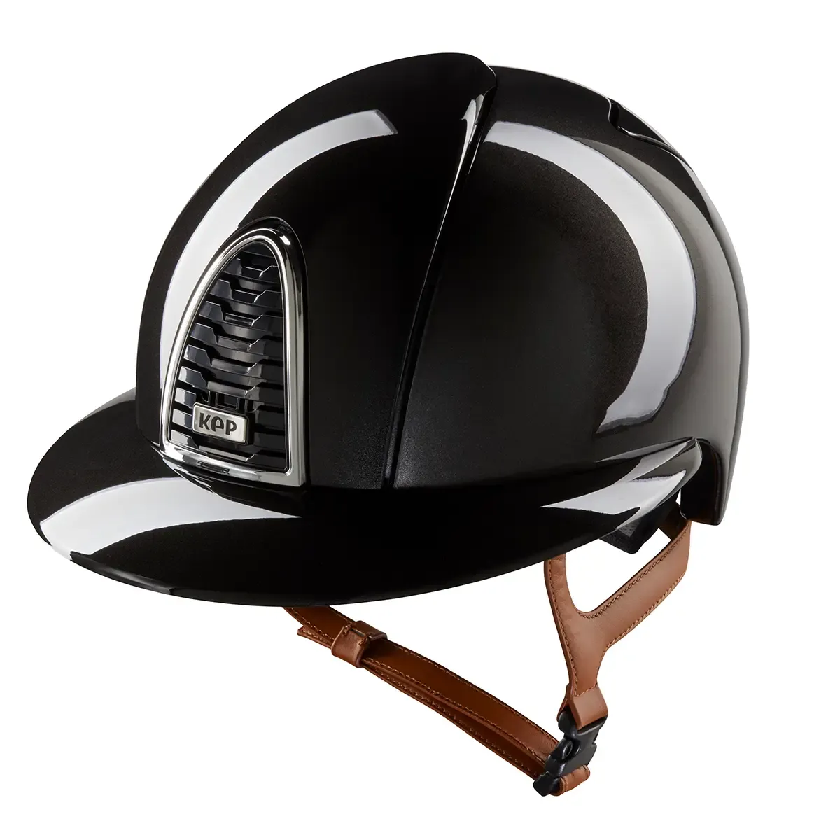 Cromo 2.0 Shine Black / Beige Chinstrap / Polo Visor - front