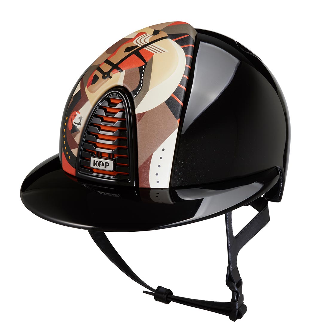 Cromo 2.0 Polish Black / Pegasus Leather Front Orange / Polo Visor - front