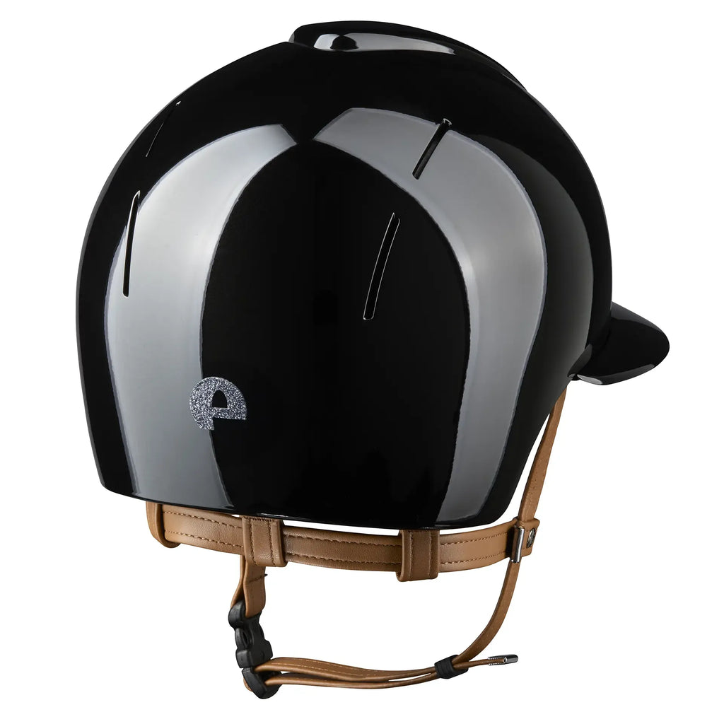 Smart Nova / Polish Black / Beige Chinstrap / Polo Visor / Star Silver - back