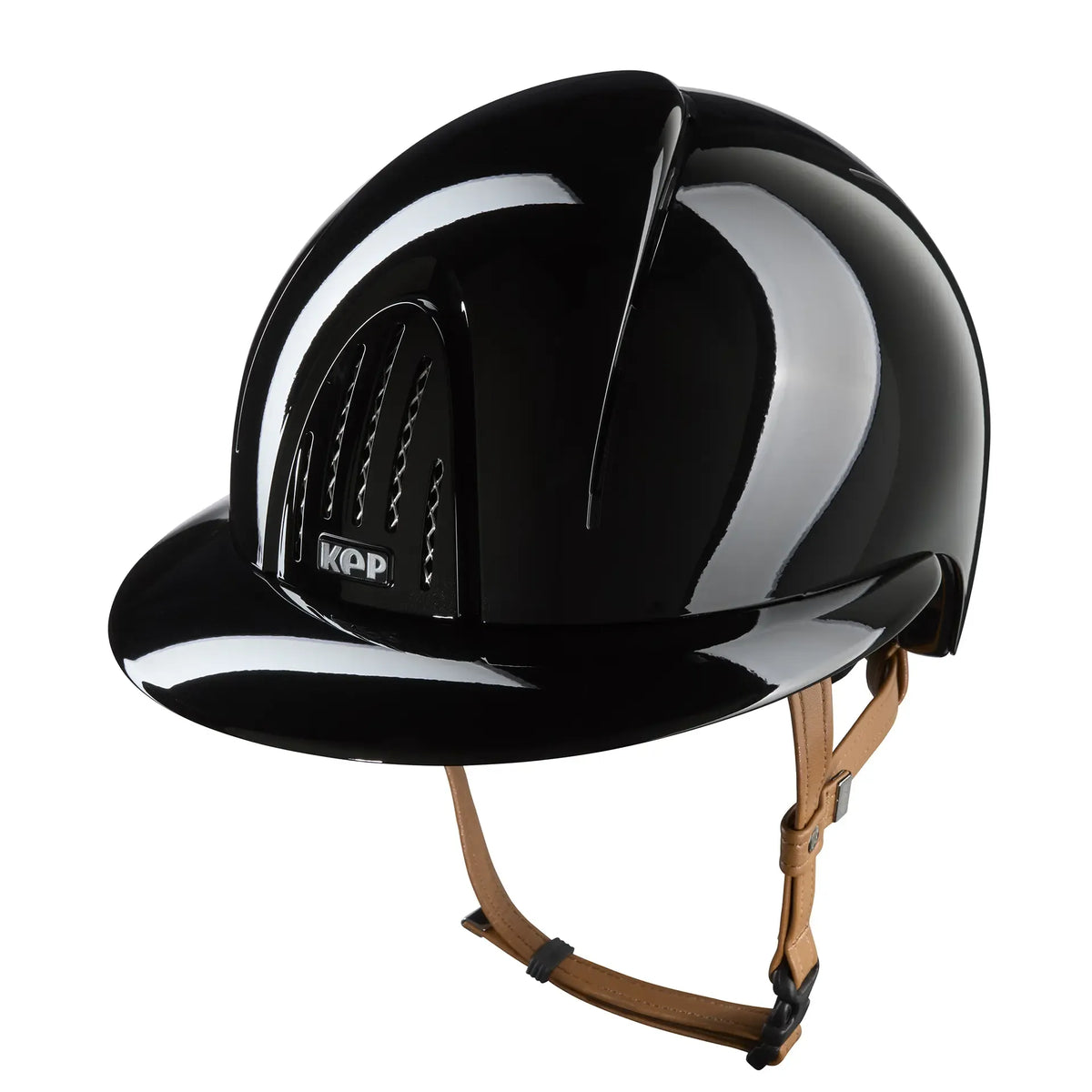 Smart Nova / Polish Black / Beige Chinstrap / Polo Visor - front